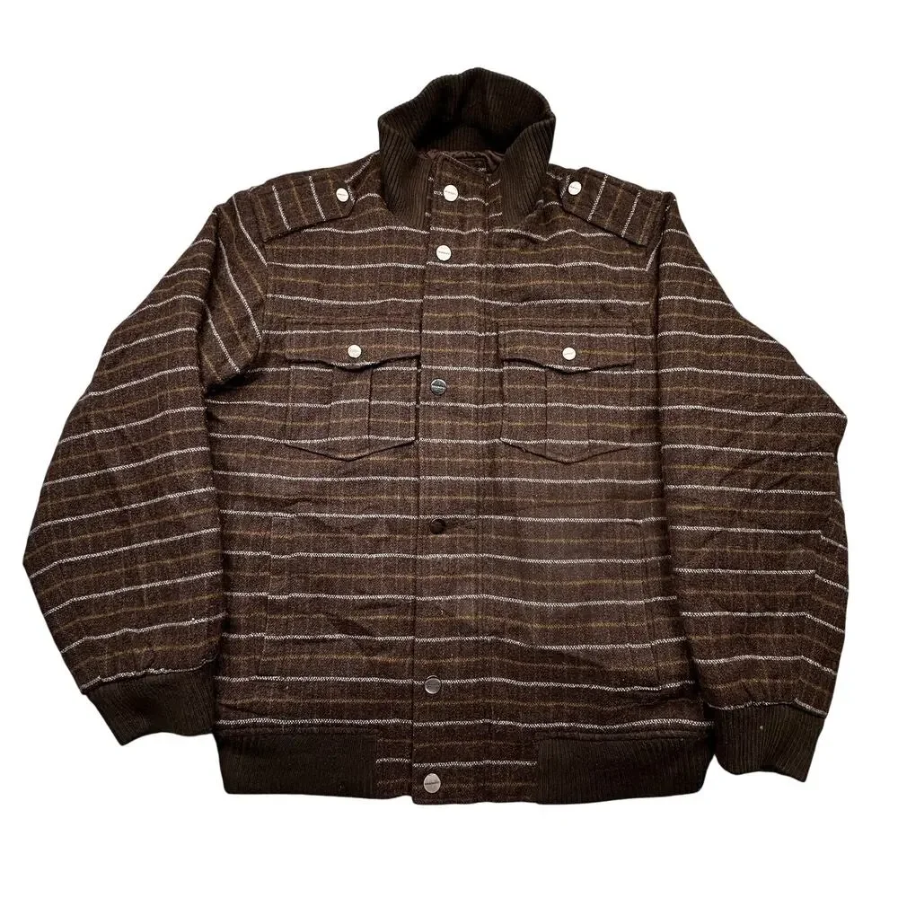 Vintage Sean John G-III Apparel Wool Blend Bomber Jacket Mens Large Brown Zip